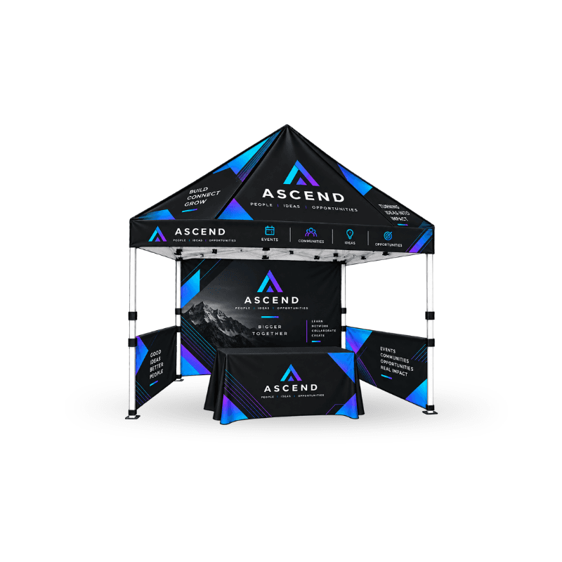 custom tent including aluminium frame and wheel carry bag full walls , 2 half walls and table cover
