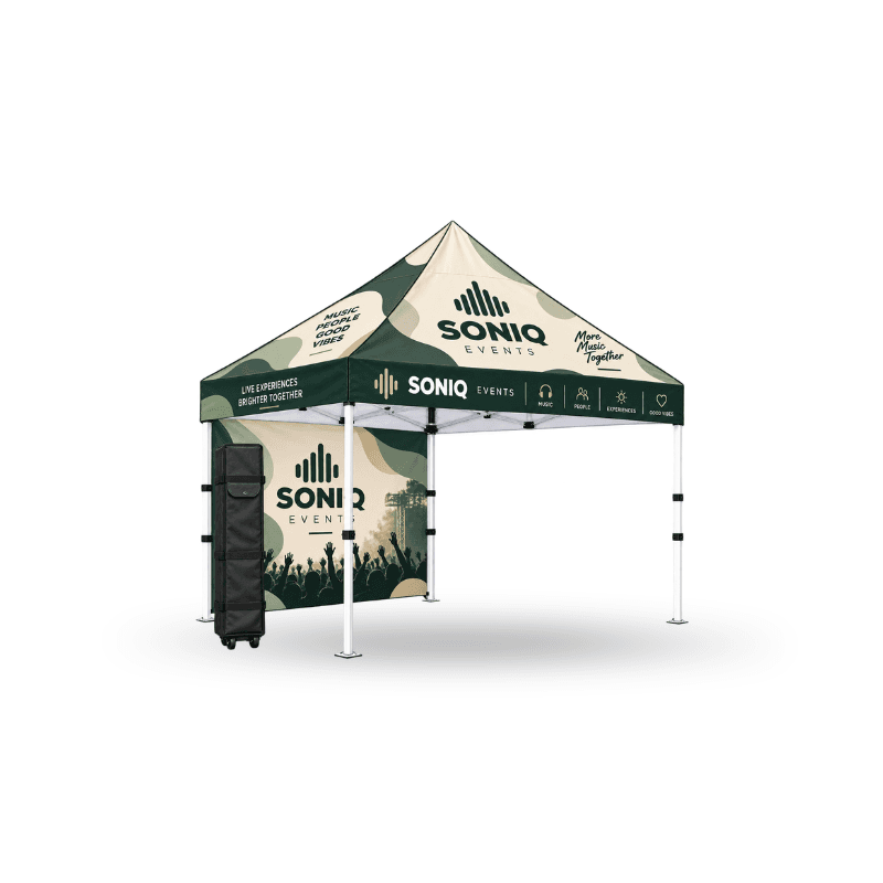 custom tent including aluminium frame and wheel carry bag top & full wall
