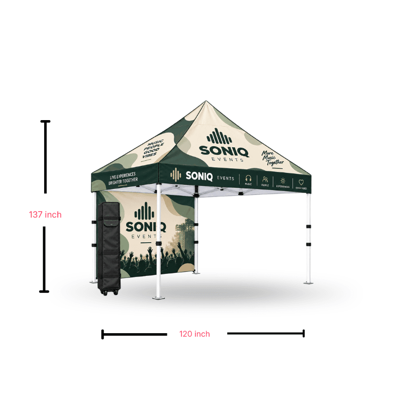 custom tent including aluminium frame and wheel carry bag top & full wall