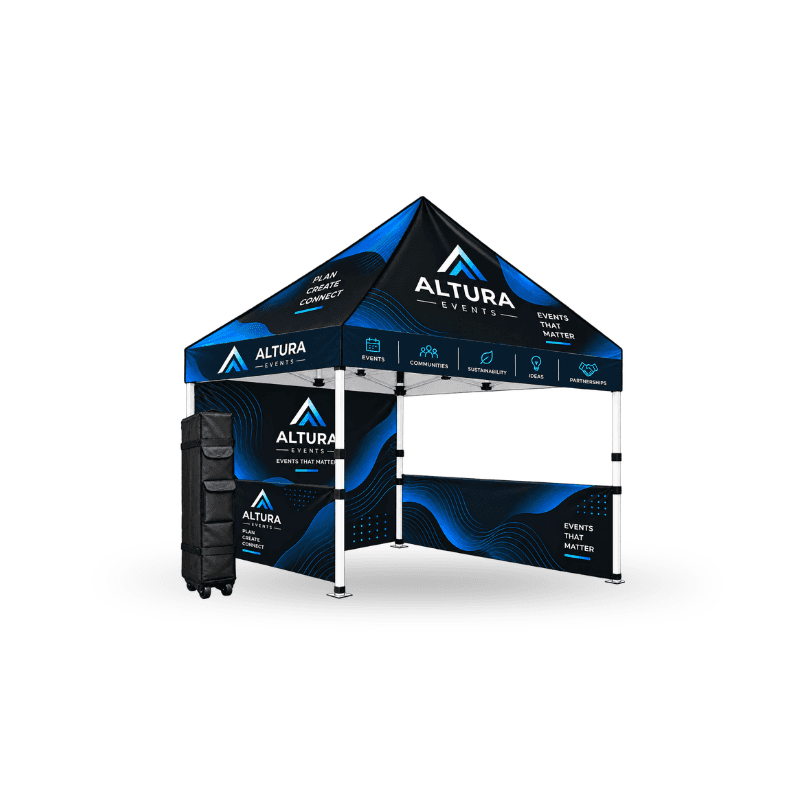 custom tent including aluminium frame and wheel carry bag full wall and half walls