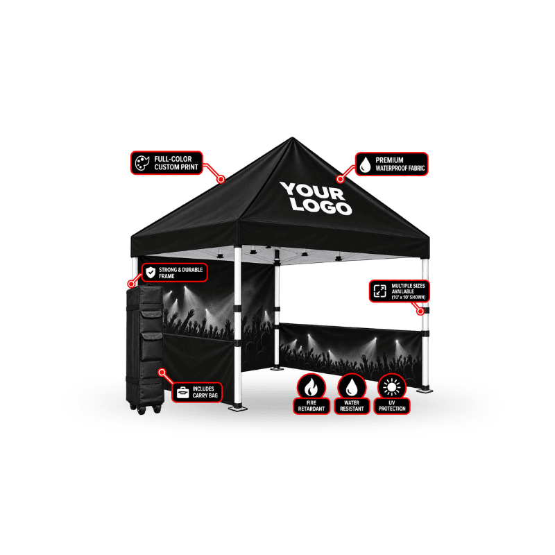 custom tent including aluminium frame and wheel carry bag full wall and half walls