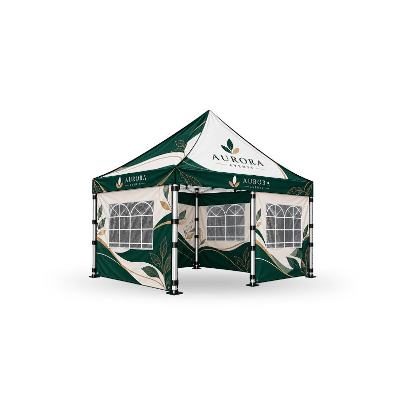 custom tent including aluminium frame and wheel carry bag, with roman window