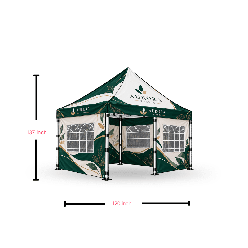 custom tent including aluminium frame and wheel carry bag, with roman window