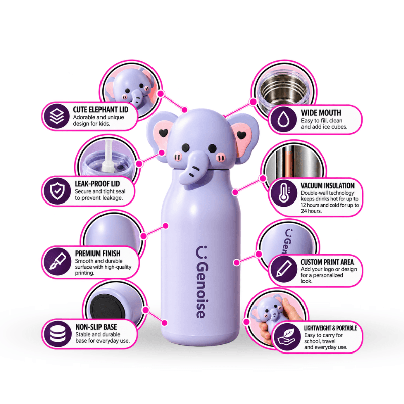 Animal Character Insulated Bottle – Plain